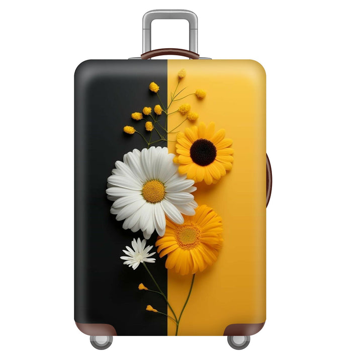 Unisex large hard shell suitcase with sturdy trolley handle and elastic motif protective cover superhero design Kalsten