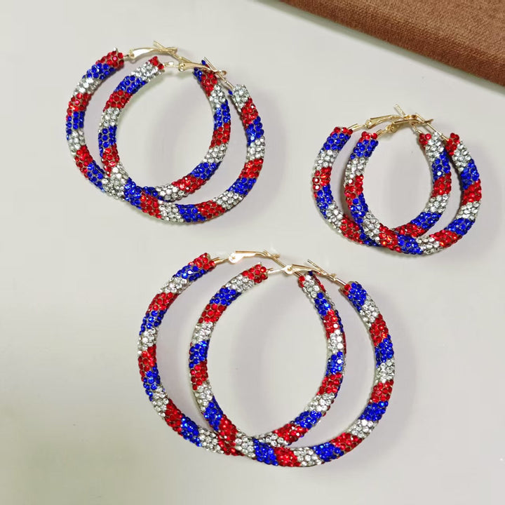 Women's handcrafted crystal pavé hoop earrings with curved tube element and clasp closure Kalsten