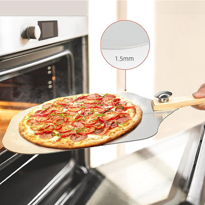 professional pizza peel set with foldable beech wood handle, aluminum paddle and stainless steel rocker cutter Kalsten