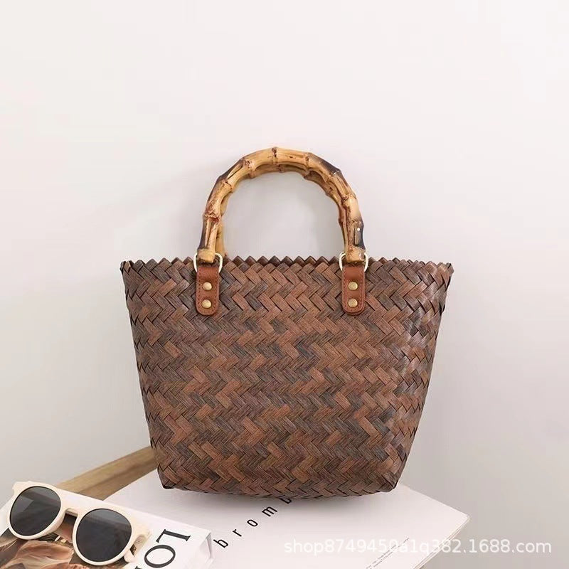 Handcrafted basket bag with bamboo handles Kalsten