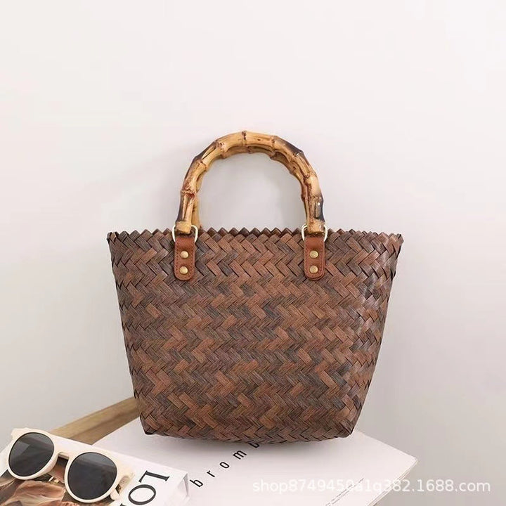Handcrafted basket bag with bamboo handles Kalsten