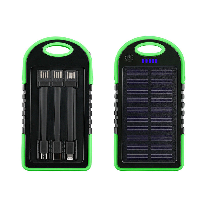 Portable Solar Power Bank with Integrated Cable Management and Fast Charging Function Kalsten