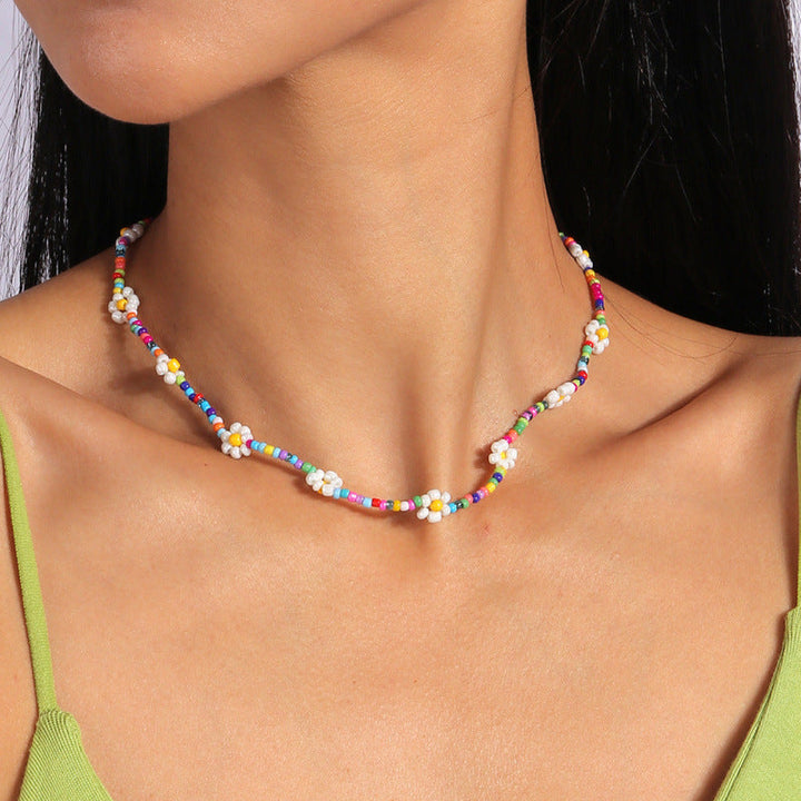 Colorful Floral Beaded Necklace Kalsten