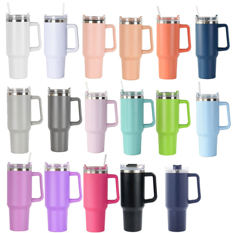 Women High-Quality Thermo Mug with Practical Carrying Handle and Integrated Straw Kalsten