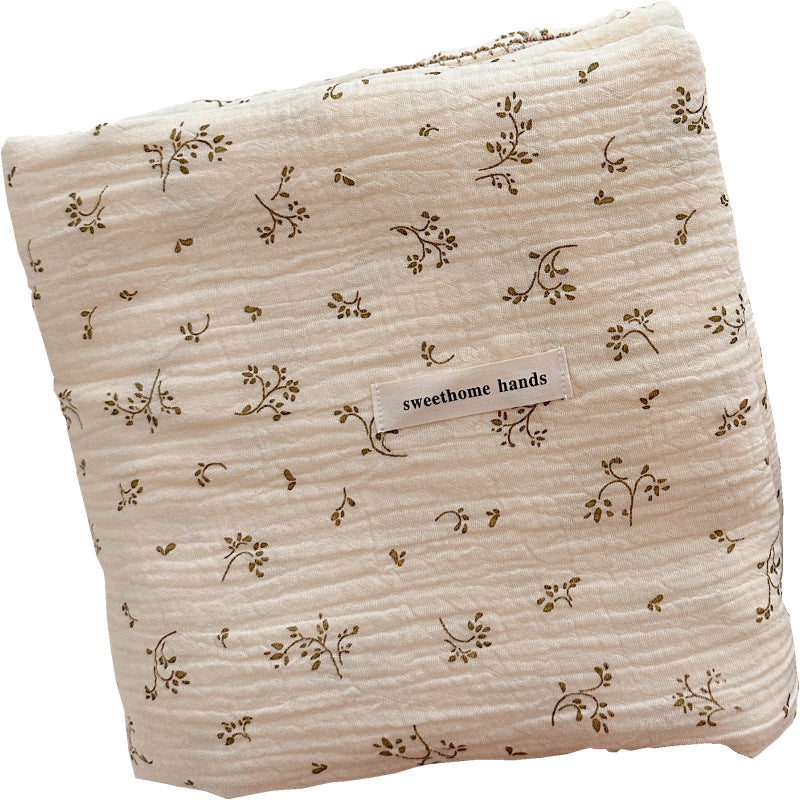 Unisex Cozy Muslin Blanket with Delicate Flower Pattern Kalsten