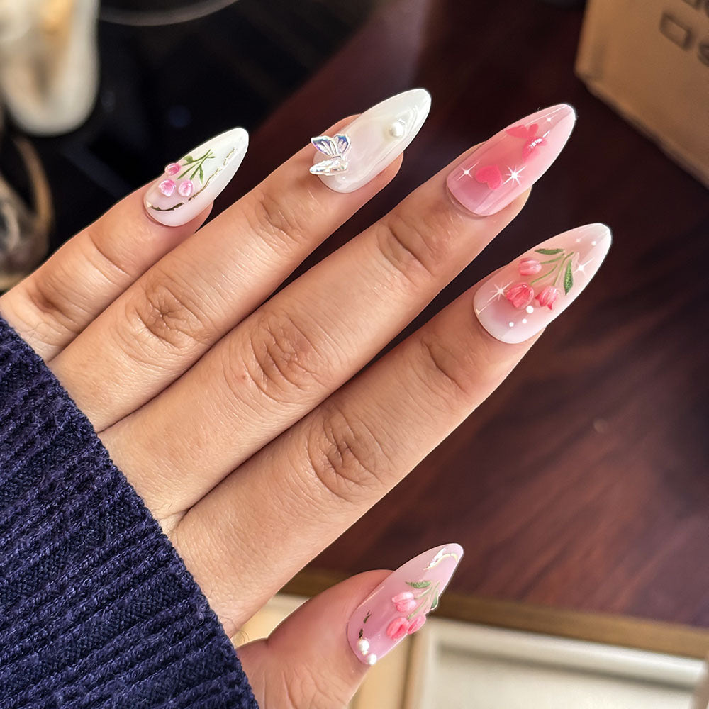 Floral-Embellished Press-On Nail Collection Kalsten