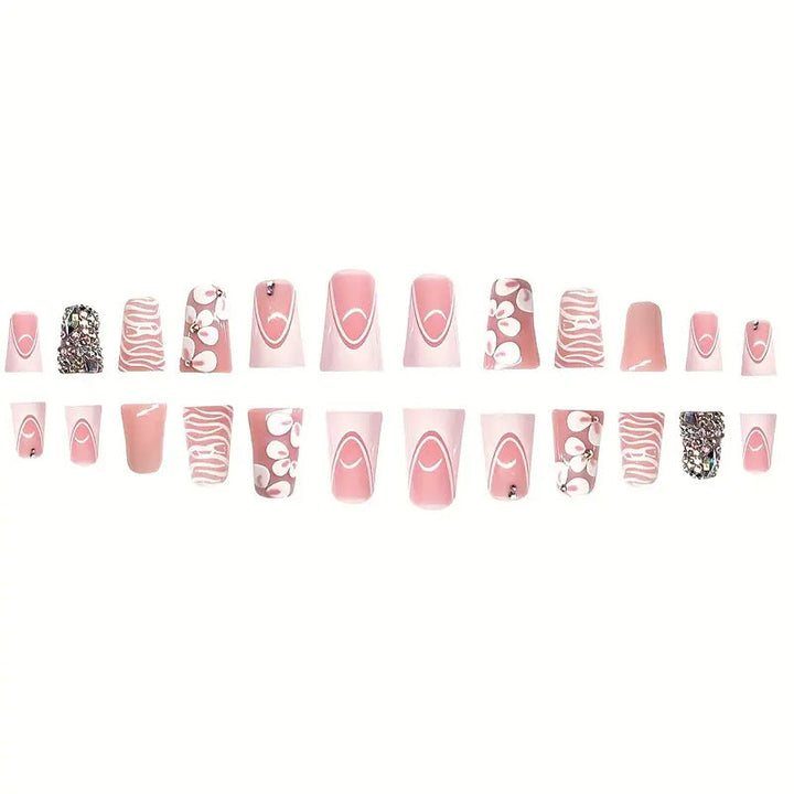 Glamorous 3D Floral Press-On Nail Art Kalsten