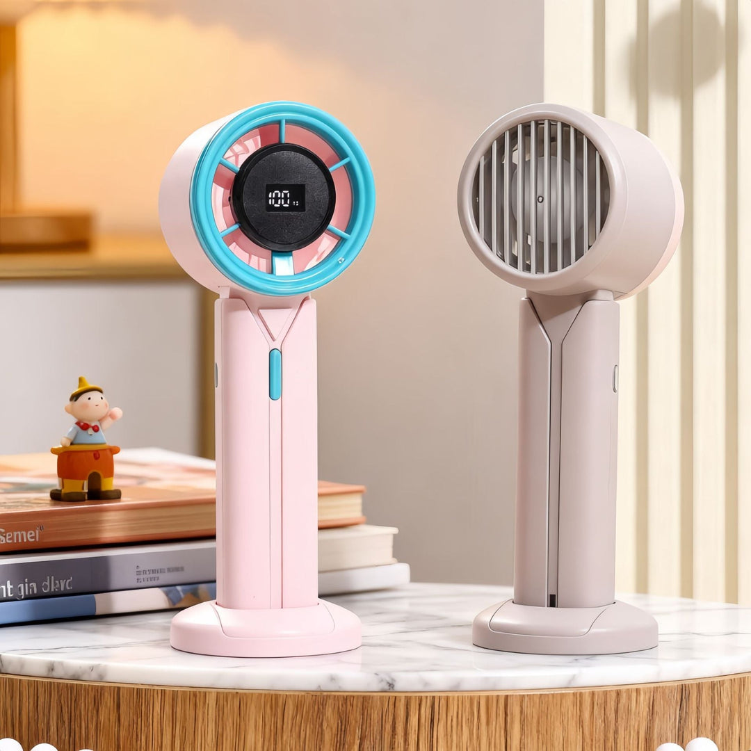 Ladies Portable Hand Fan with LCD Digital Display and USB Charging Function Kalsten