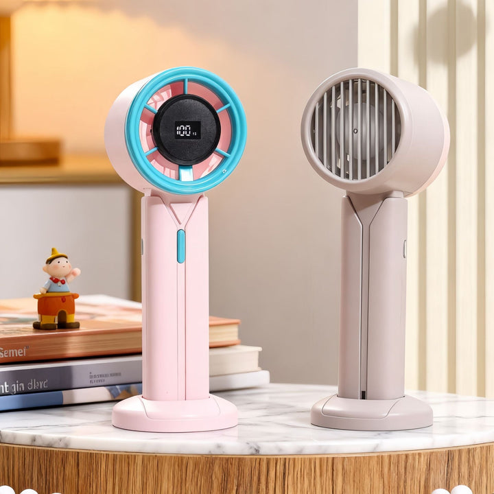 Ladies Portable Hand Fan with LCD Digital Display and USB Charging Function Kalsten