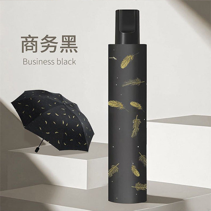 Women's Foldable Elegant Umbrella with Artistic Feather Design Kalsten