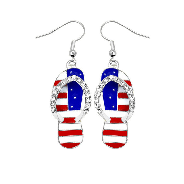 Women's earrings in flip-flop design with crystal embellishment and enamel flag motif Kalsten