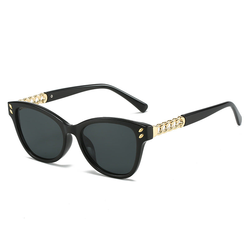 Ladies fashionable cat-eye sunglasses with luxurious chain accents Kalsten