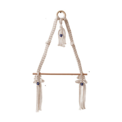 Macrame Hanging Plant Holder with Wooden Rod Acalora