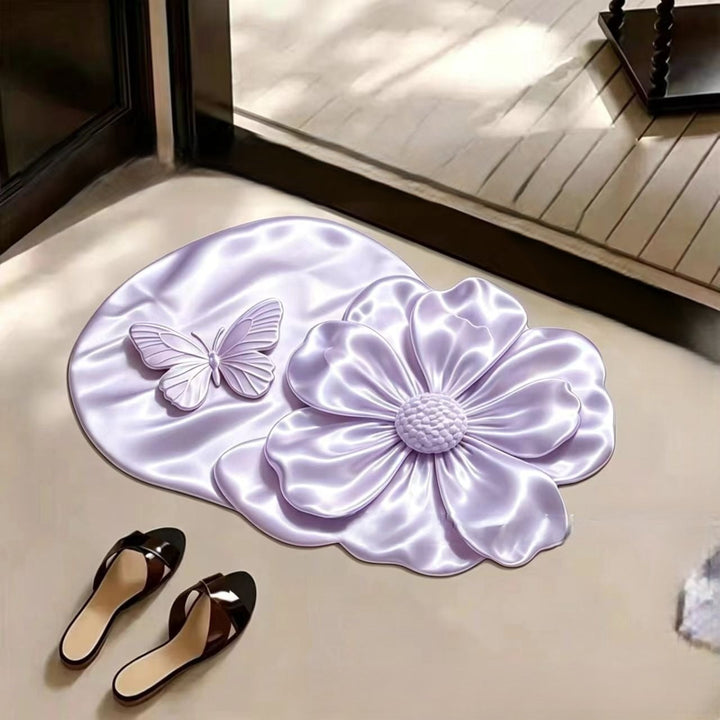 Floral Print Plush Area Rug