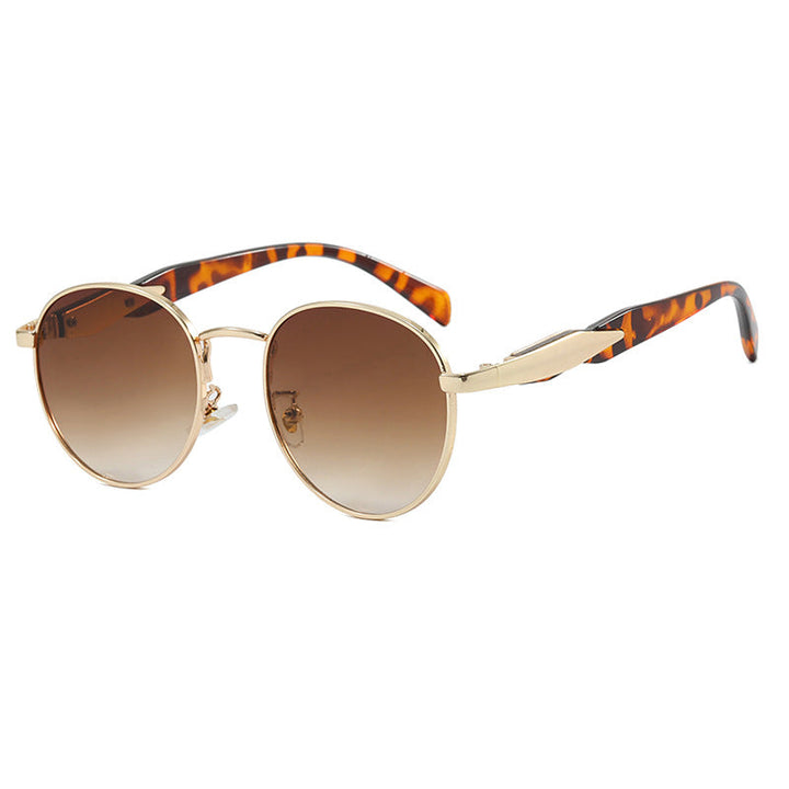 Women's round sunglasses with elegant golden frame and UV protection Kalsten