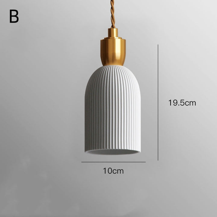 Retro Pleated Ceramic Brass Cocoon Pendant Lamp | Kalsten