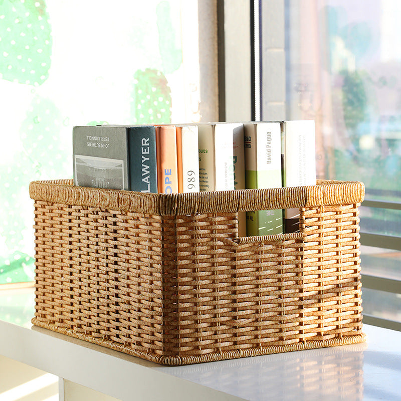 Handwoven Storage Basket with Cutout Handles Kalsten