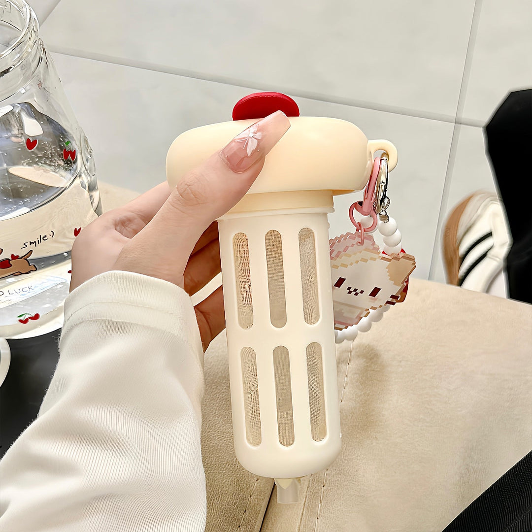 Ladies drinking container with unique design and integrated straw Kalsten