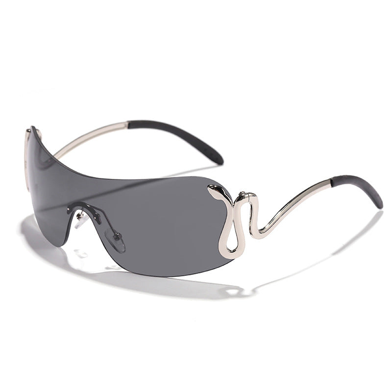 Women's fashionable futuristic sunglasses with curved frame Kalsten
