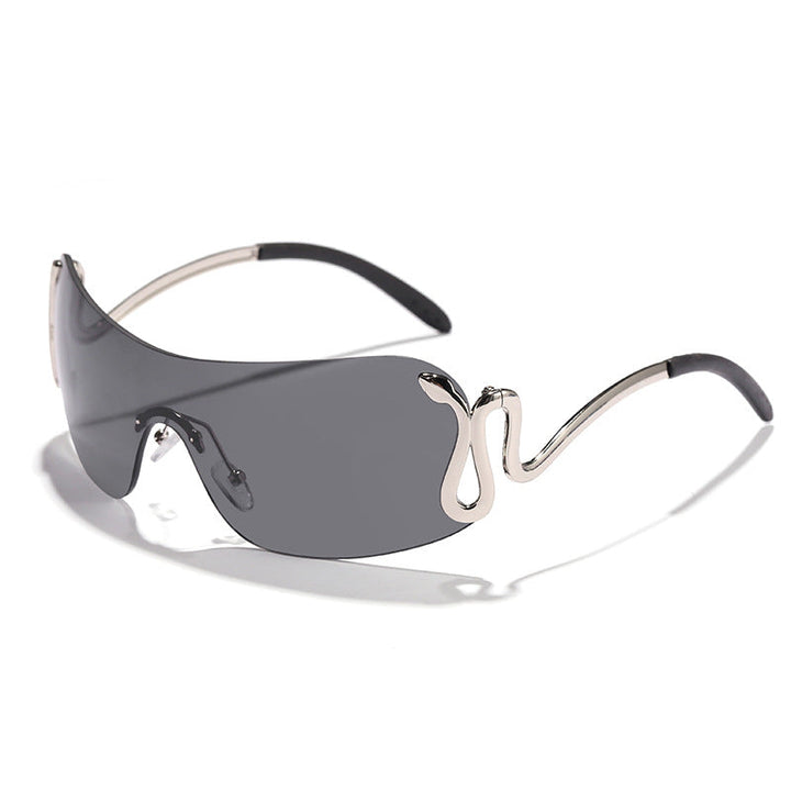 Women's fashionable futuristic sunglasses with curved frame Kalsten