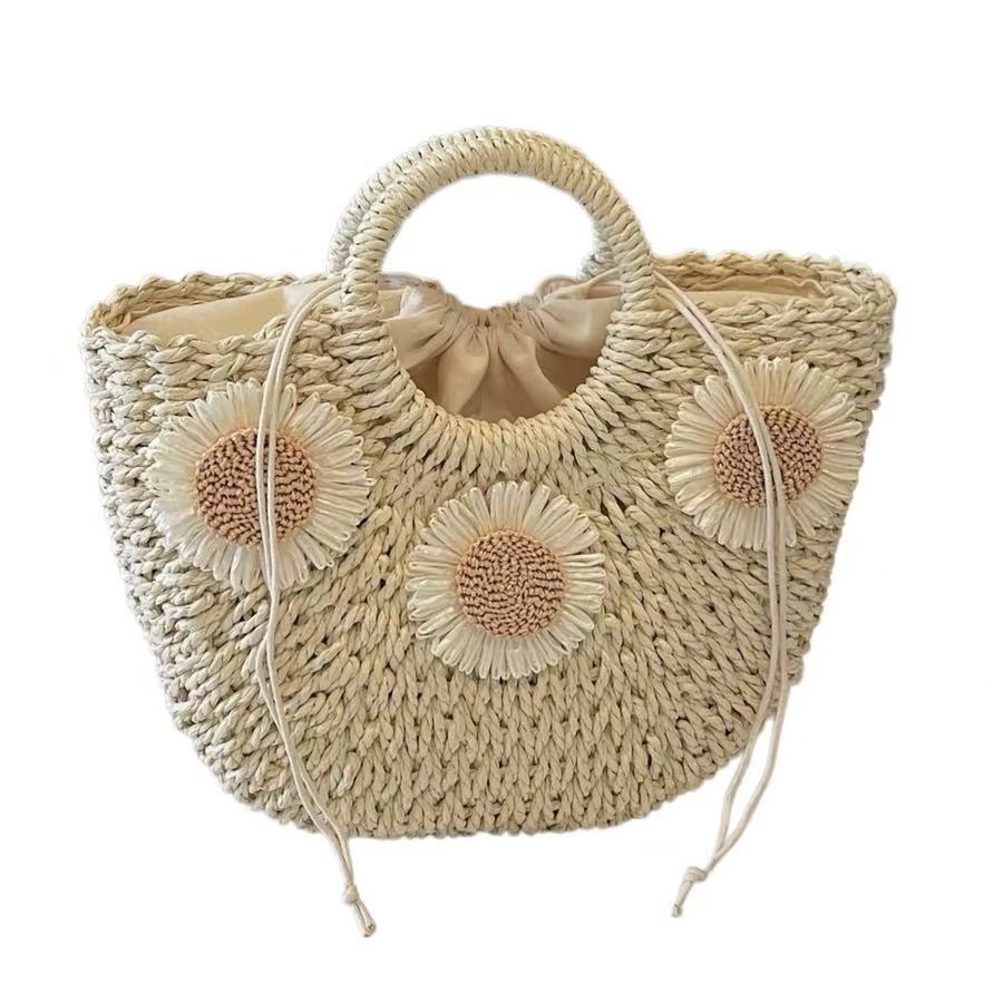Padded basket bag with floral embellishments Kalsten