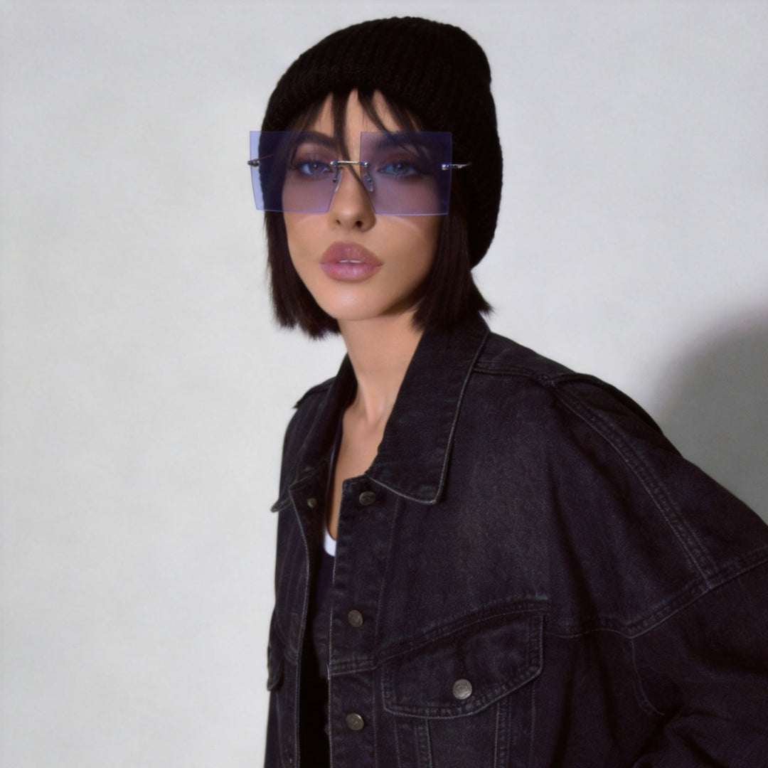 Women's fashion square sunglasses with wide lenses and delicate metal frame Kalsten