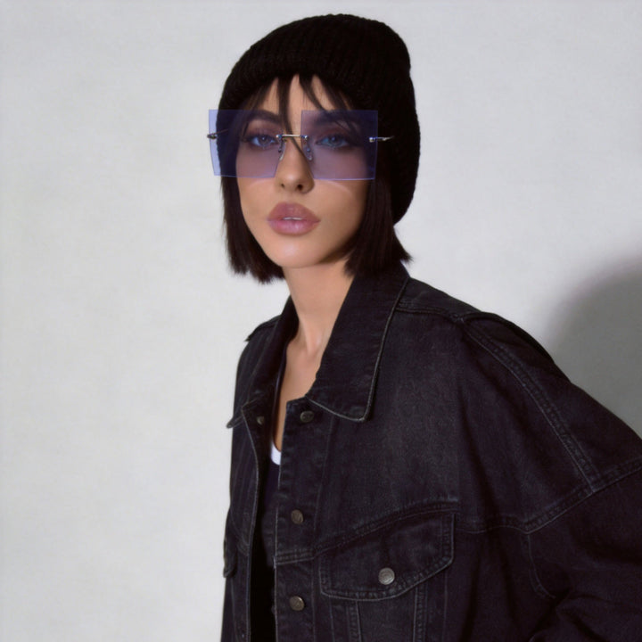 Women's fashion square sunglasses with wide lenses and delicate metal frame Kalsten