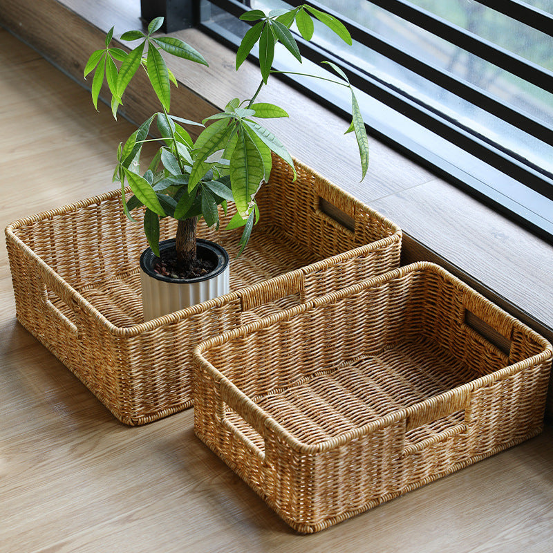 Handcrafted Large Rectangular Wicker Storage Basket Kalsten