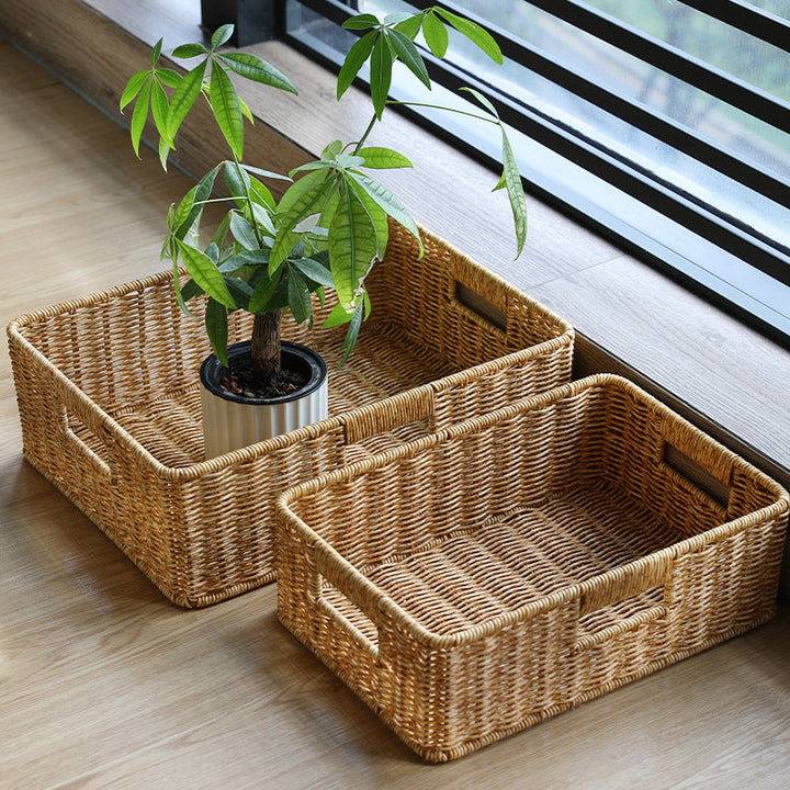 Handcrafted Large Rectangular Wicker Storage Basket Kalsten