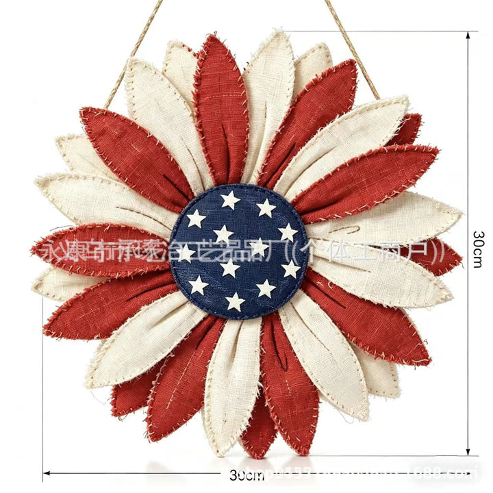 Unisex nan layered star wreath door decor with mixed ribbon bows and wooden accents Kalsten