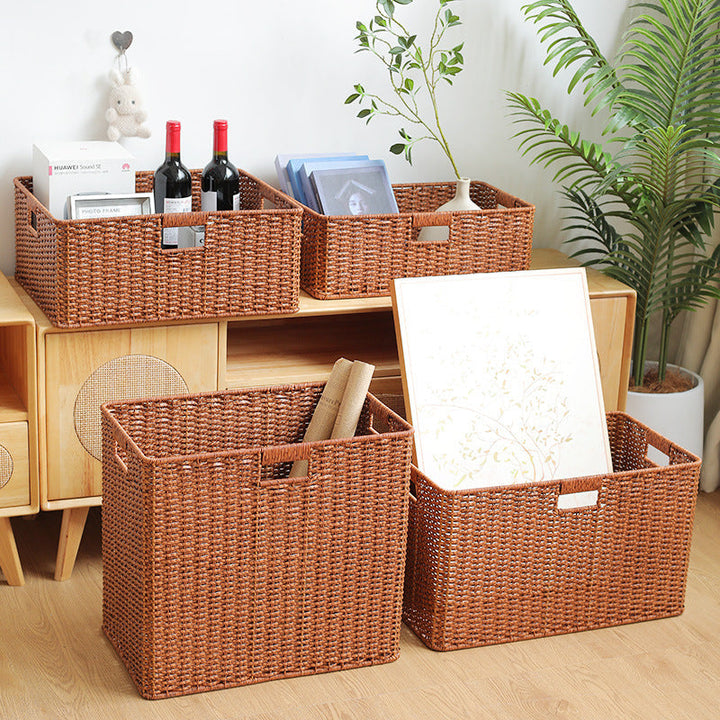 Large Woven Storage Bin with Ergonomic Cutout Handles Kalsten