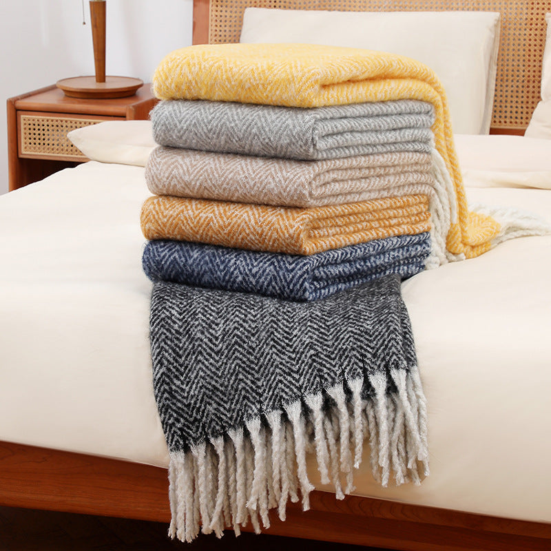 Unisex Stylish Herringbone Throw Blanket