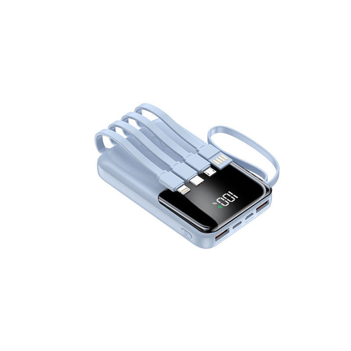 Portable power bank with multiple integrated charging cables and digital display Kalsten