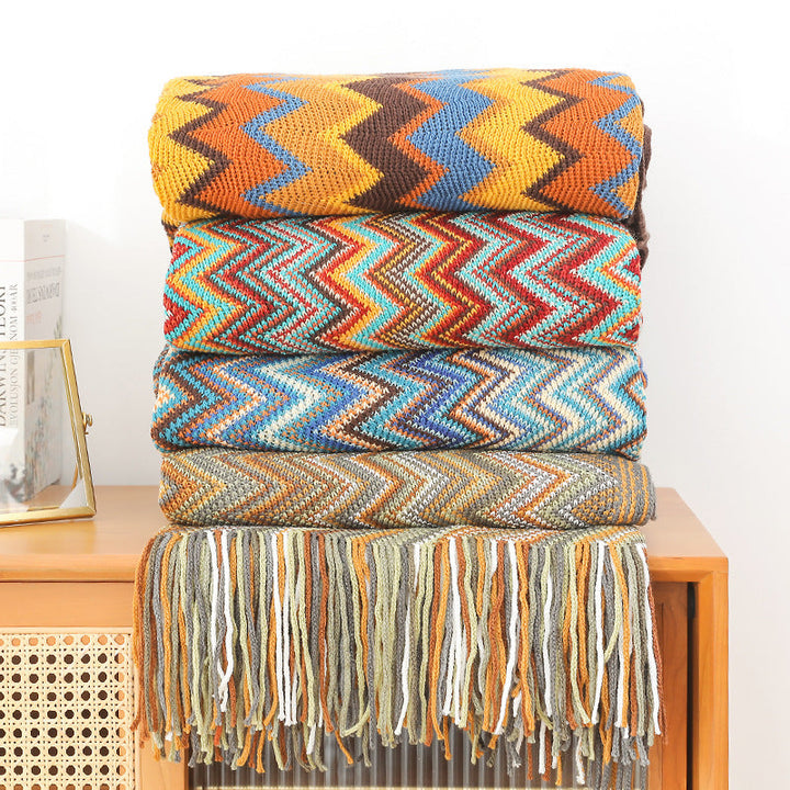 Ladies Decorative Zigzag Pattern Blanket Kalsten