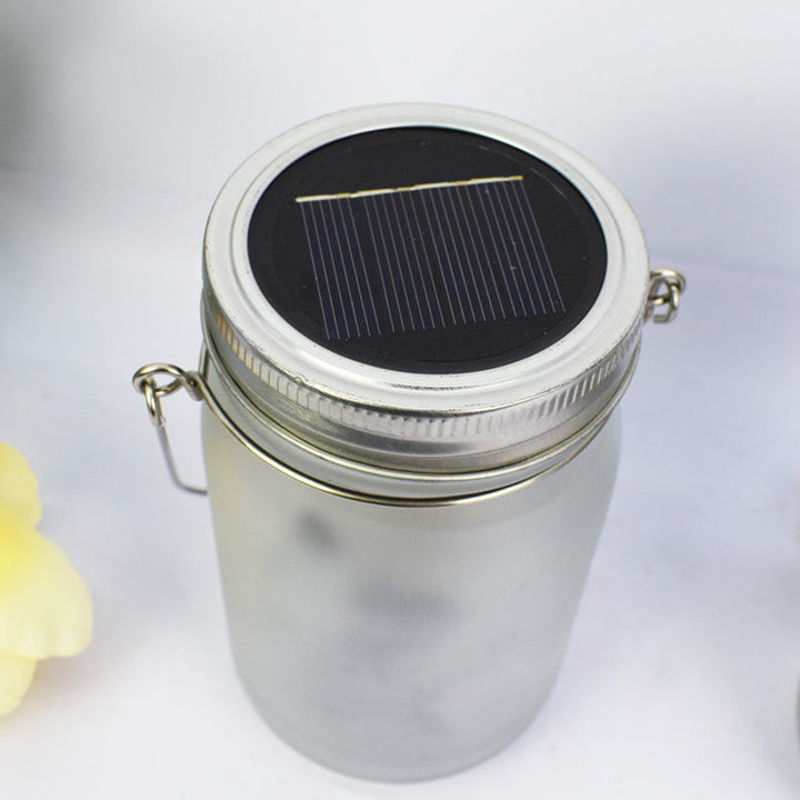 Solar Powered Frosted Fairy Silhouette Mason Jar Lantern With Multicolor LEDs Kalsten