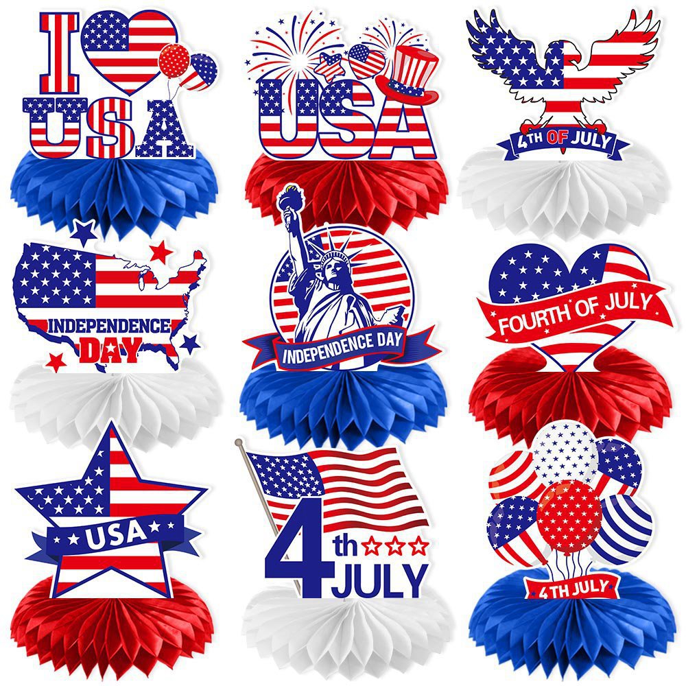 Unisex nan patriotic acrylic cake topper with US flag heart motif Kalsten