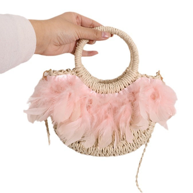 Elegant Basket Bag with Delicate Feather Details Kalsten
