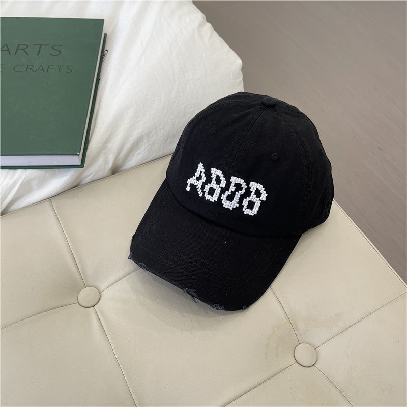 Women's Distressed Cotton Baseball Cap with Graphic Detailing Kalsten