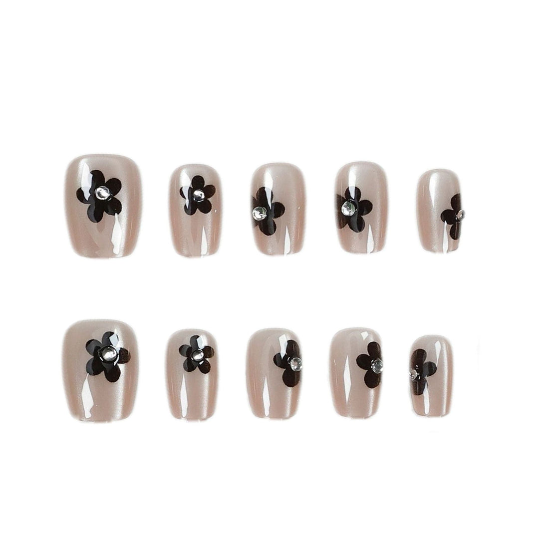 Floral Glitter Press-On Nail Art Kalsten