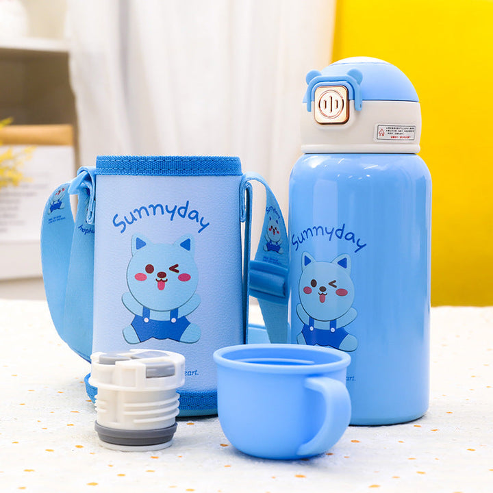 Women's Insulated Drinking Bottle with Cute Animal Design and Practical Carry Strap Kalsten