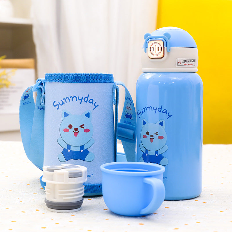 Ladies insulated bottle with cute cat motif and practical carrying strap Kalsten