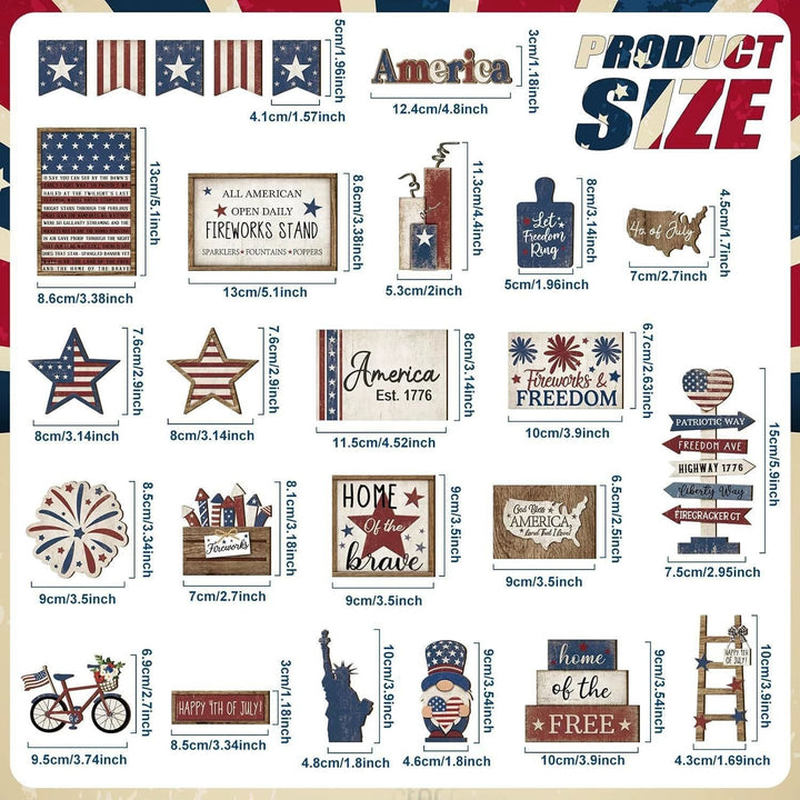 Unisex nan patriotic wood decor set for wall and door with versatile USA motifs Kalsten