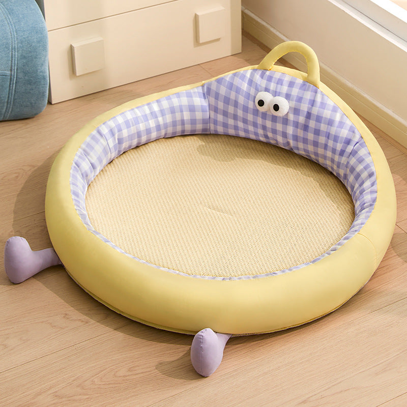 Unisex nan round padded cat and small dog bed with raised edge and sisal sleeping area Kalsten