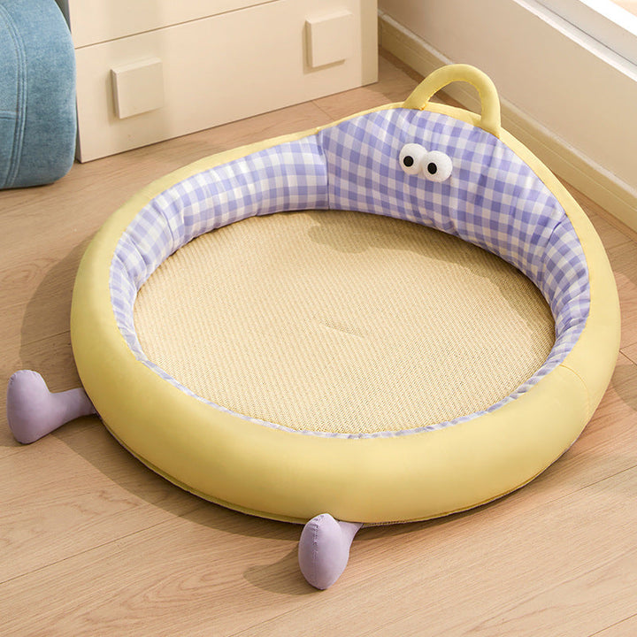 Unisex nan round padded cat and small dog bed with raised edge and sisal sleeping area Kalsten