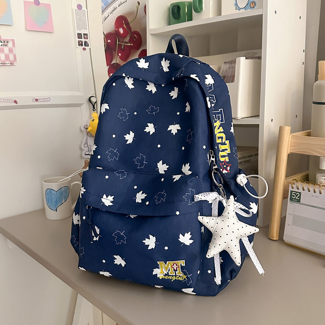 Contemporary Leaf-Patterned School Backpack