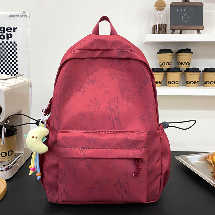 Lightweight Bamboo-Patterned School Backpack