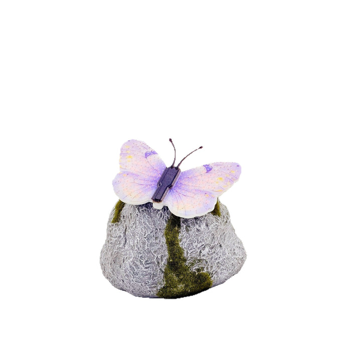 Decorative Solar-Powered Butterfly Perched Stone LED Garden Accent Kalsten