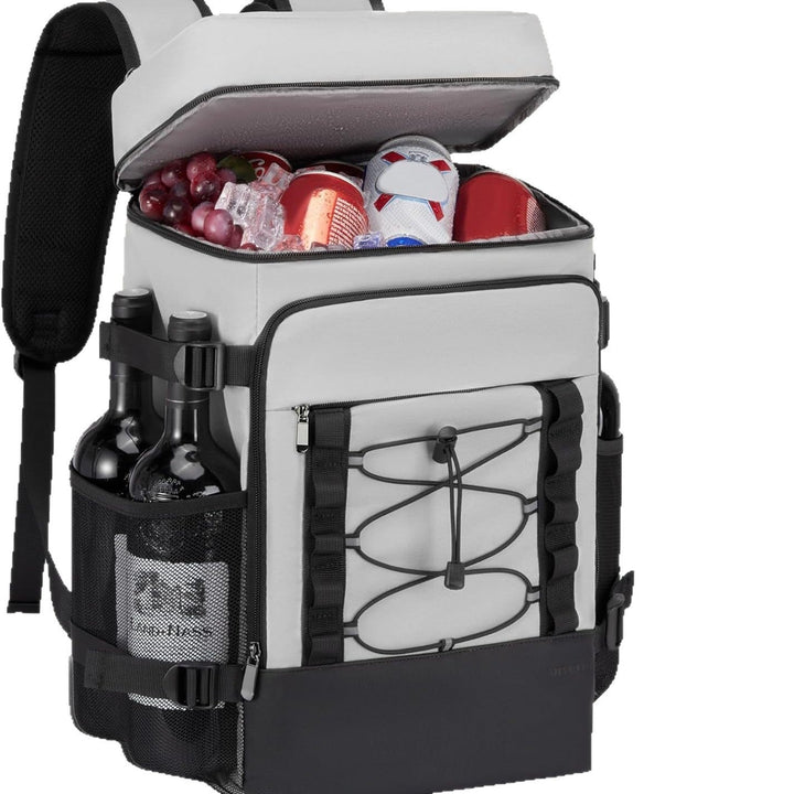 Unisex insulated cooler backpack with side bottle holders, elastic tension rope, and padded carrying system Kalsten