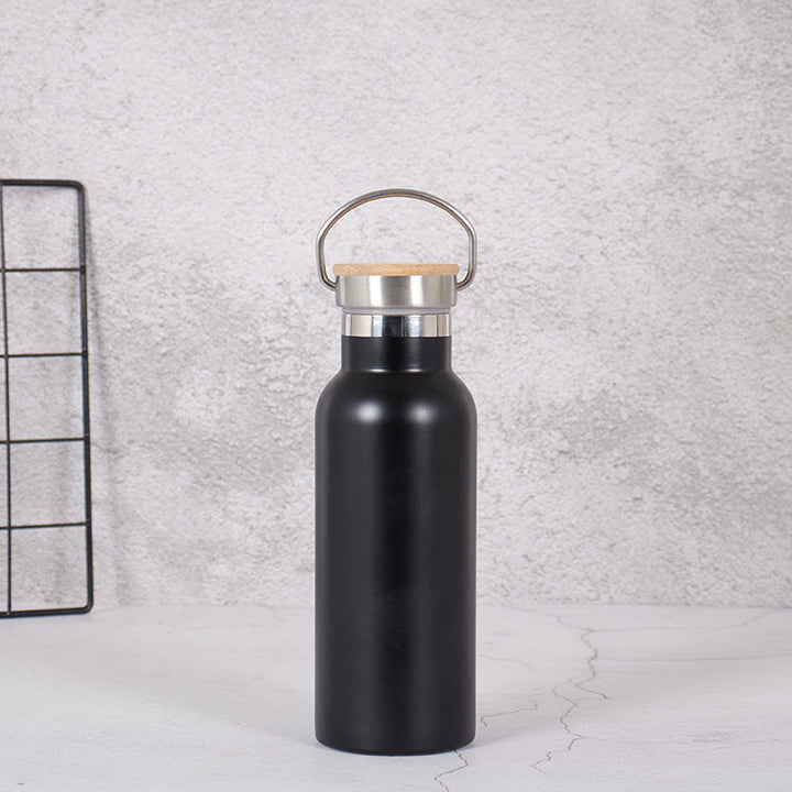 Women's Stainless Steel Water Bottle with Bamboo Lid and Carrying Handle Kalsten