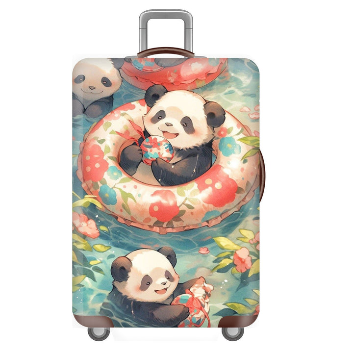 Unisex non-elastic suitcase cover for hard shell trolley with cute panda design, stretch protective cover with handle and wheel openings Kalsten